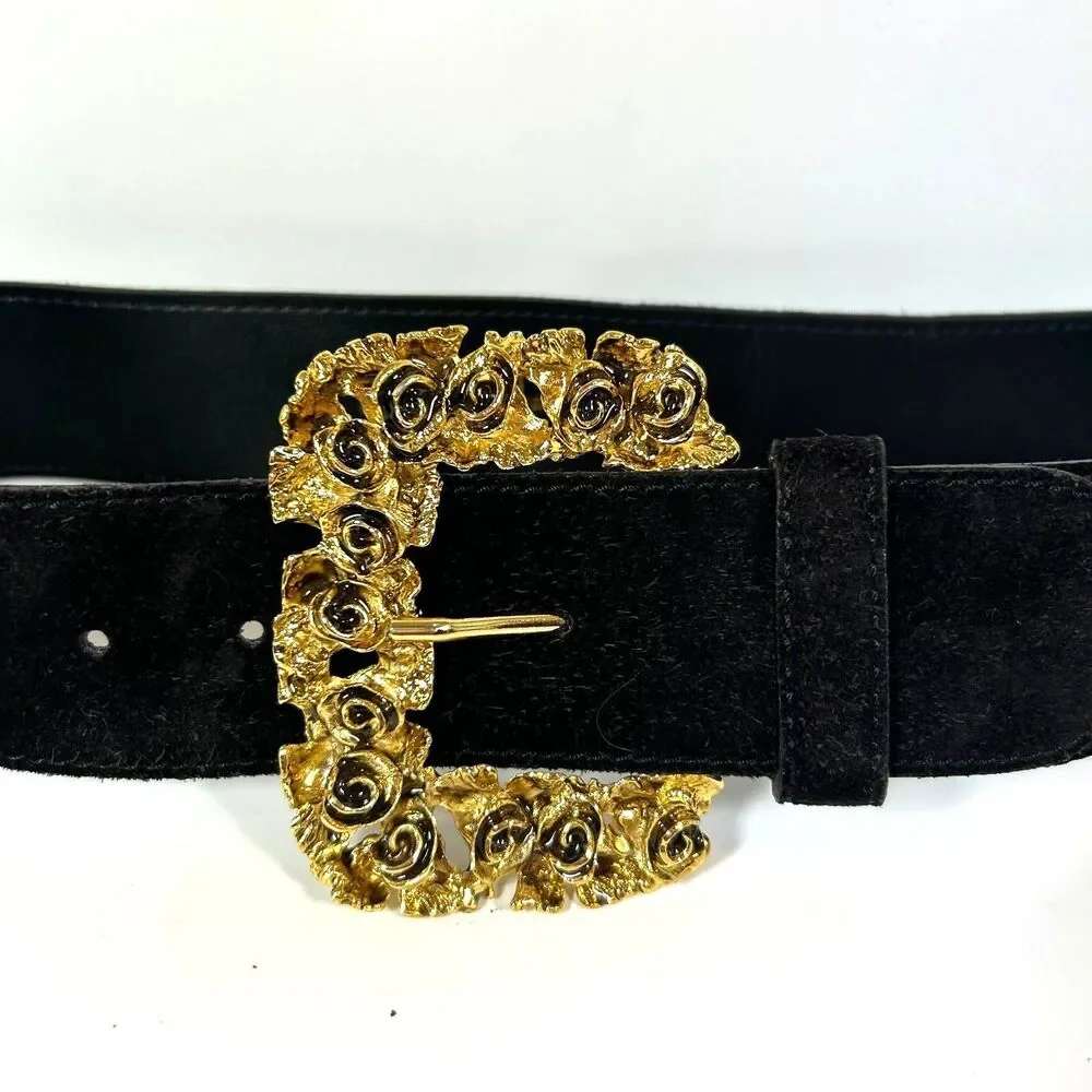 The Limited Italy Leather Suede Belt Gold Buckle Medium Whimsigoth Fairy